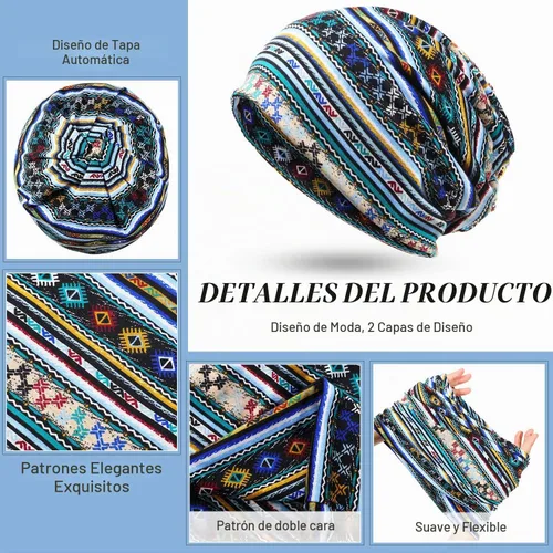 Vista 4 de SATINIOR 5 Piezas Gorro Holgado para Mujer Gorro de Quimioterapia Elástico Envolturas para Cabeza de Cáncer Pañuelo para Cabeza para Dormir