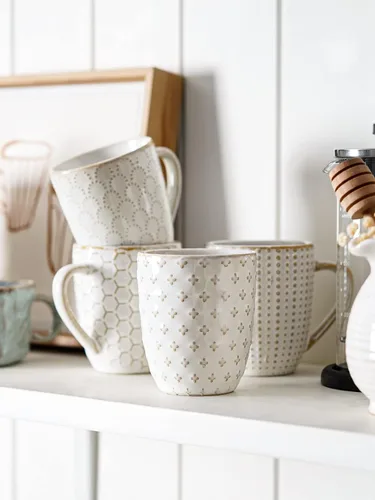 Vista 6 de LE TAUCI Tazas de café de 6 onzas, taza Demitasse de cerámica, tazas de café pequeñas para doble chupo, café con leche, capuchino, lungo, tazas