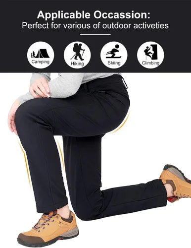Vista 5 de CAMEL CROWN Pantalones impermeables con forro polar Softshell para mujer, cálidos, resistentes al viento, para esquí, nieve, senderismo, caza