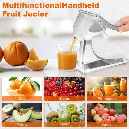 Vista 3 de Exprimidor manual, exprimidor manual de cítricos, exprimidor de limón de una sola prensa, herramienta extractor de frutas manual de aleación
