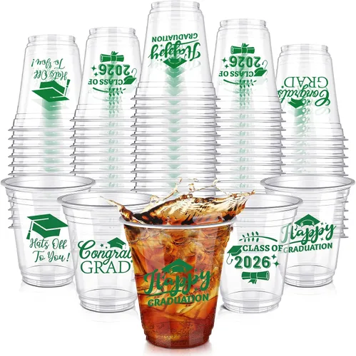 Vista 8 de Eaasty 200 tazas de graduación de 12 onzas 2026 vasos de plástico desechables para la clase de 2026, fiesta de graduación, felicitaciones, Azul