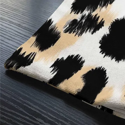 Vista 5 de Smooffly - Funda de cojín decorativa con estampado de leopardo para sofá, cintura lumbar, algodón y lino, rectangular, 12 x 20 pulgadas