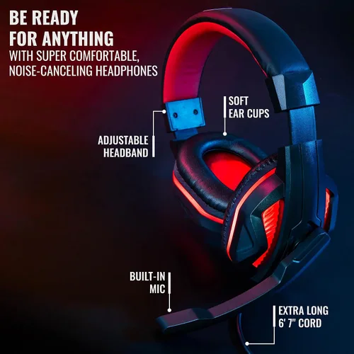 Vista 4 de Ritz Gear Kit de accesorios para juegos (rojo) Paquete de retroiluminación LED 4 en 1 Combo de PC con teclado multimedia, mouse óptico