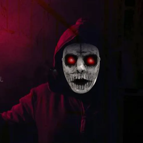 Vista 6 de Máscara de asesino de demonios, máscara de zombi de terror con ojos
