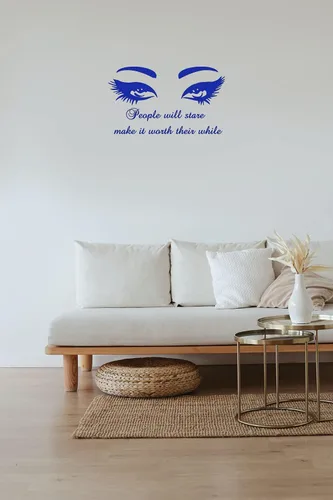 Vista 4 de Eyes Wall Decals Beauty Salon Removable Stylish Quotes Sticker Unique Design MC14 (48 in x 28 in, light brown)