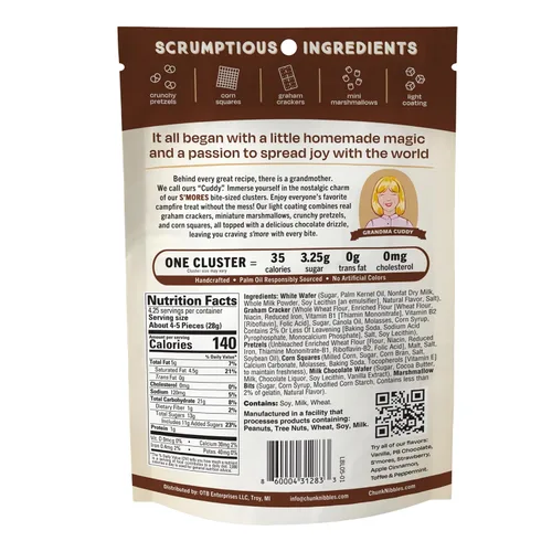Vista 3 de Chunk Nibbles S'mores Snack Clusters - Golosinas inspiradas en fogatas con malvaviscos, galletas Graham, pretzels y chocolate, lote pequeño, hecho a