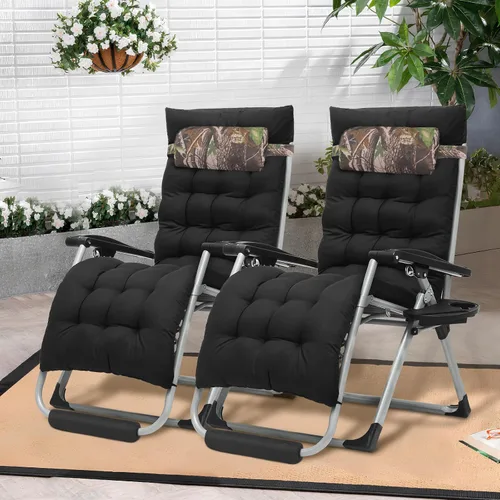 Vista 2 de Athena Collection Zero Gravity - Juego de 2 sillas de salón para exteriores con cojín, 29 pulgadas de ancho, sillas reclinables con soporte