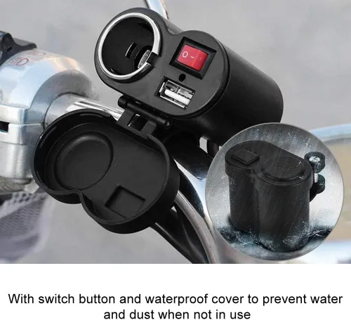 Vista 4 de para 12 V. toma de corriente Yctze 12-24V motocicleta impermeable encendedor de cigarrillos enchufe USB toma de corriente toma de corriente
