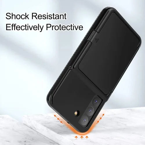 Vista 6 de Funda para Samsung Galaxy S25, Soporte De Tarjeta Kickstand Espejo Incorporado Protección Resistente A Prueba De Golpes Para Samsung Galaxy S25 6.2