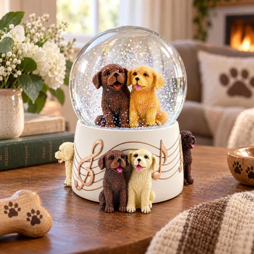 Vista 2 de Perros Fiesta Musical Agua Nieve Globo