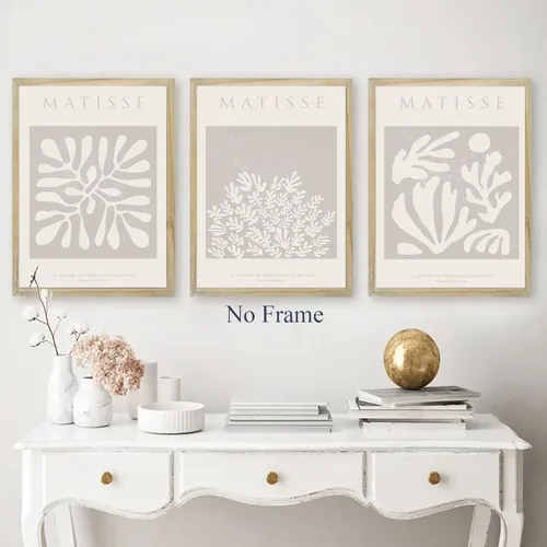 Vista 5 de Matisse - Arte abstracto de pared de Matisse beige minimalista Matisse arte de pared bohemio beige Henri Matisse impresiones neutras estéticas