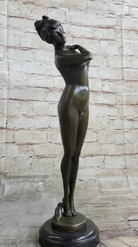 Vista 4 de EUROPEAN BRONZE Handcrafted Bronze Sculpture Sale Art Patoue Jean Artist French by Woman Nude Brilliance Hot Cast Handmade Art Noveau