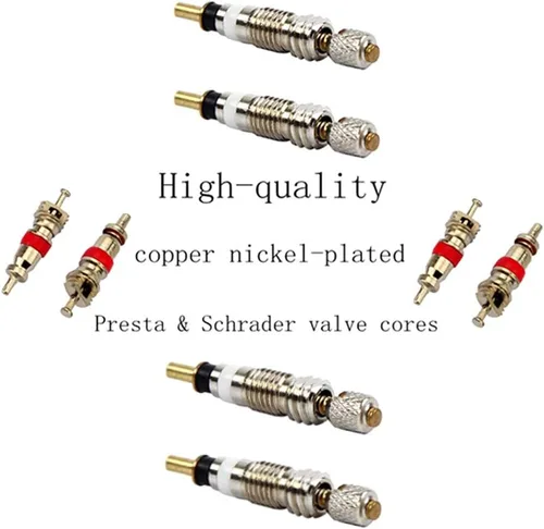 Vista 3 de 36 piezas Presta kits de núcleo de válvula, práctico removedor de núcleo de válvula de aleación, 10 núcleos de válvula Presta, 5 adaptadores