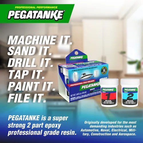 Vista 4 de PEGATANKE - Resina epoxi blanca de 2 partes Adhesivo profesional de soldadura en frío Pegamento de metal líquido de alta resistencia