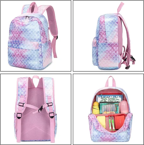 Vista 5 de CAMTOP Juego de morral y lonchera para niñas de preescolar y primaria