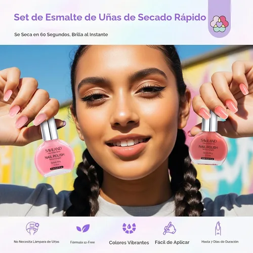 Vista 7 de SAVILAND Juego de esmaltes de uñas de gelatina: 12 colores naturales desnudos rosa esmalte blanco puro de uñas de secado rápido esmalte de uñas