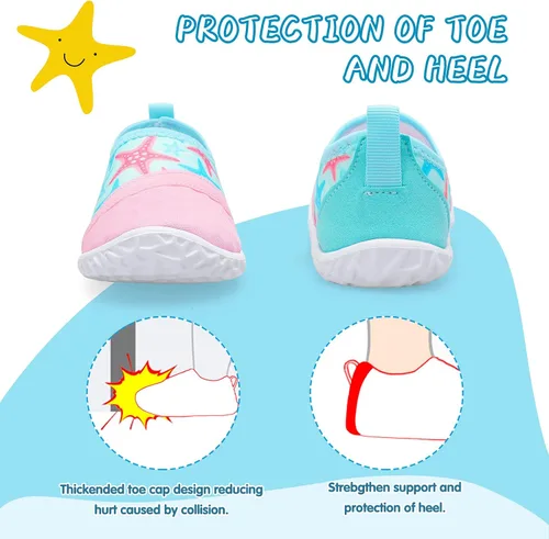 Vista 3 de shopUAL Zapatos de agua para niños y niñas, calcetines acuáticos para la playa, zapatos de agua descalzos para caminar, zapatos de agua de secado
