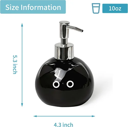 Vista 2 de Dispensador de jabón de cerámica para gatos con bomba de acero inoxidable, perfecto para jabón de platos, jabón líquido, dispensador de jabón