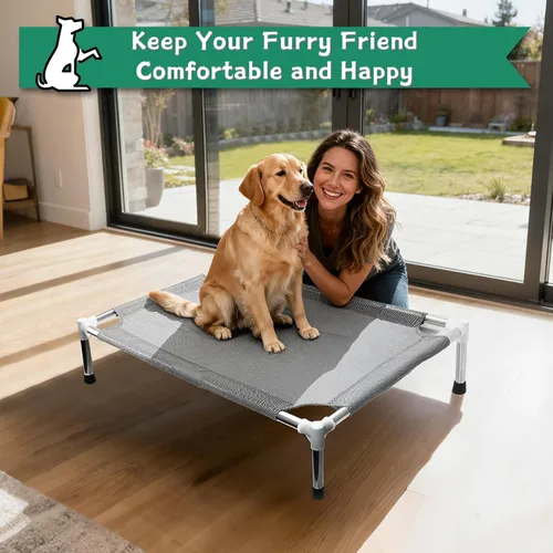 Vista 6 de Makerfire Cama elevada para perros, cuna elevada para interiores y exteriores, para perros pequeños, cama desmontable para mascotas con patas