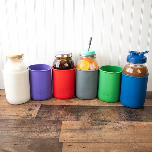 Vista 6 de Paquete de 2 fundas de silicona de medio galón gris carbón de 64 onzas para proteger tarros Mason Mason Jar Lifestyle