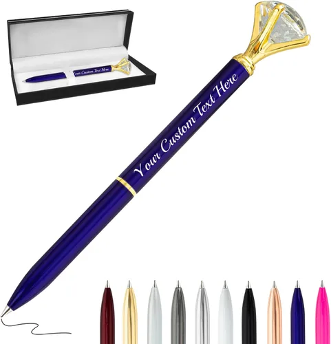 Vista 10 de Bolígrafos personalizados de diamantes personalizados con nombre a granel de metal de cristal grabado, bolígrafos divertidos brillantes a granel
