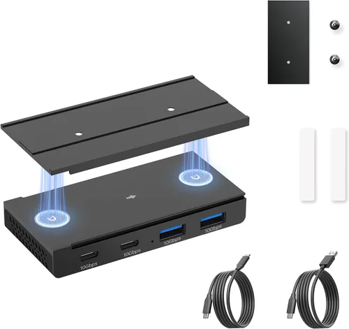 Vista 10 de EJAY Hub magnético de 4 puertos (2A2C) de 10 Gbps para Mac y Windows