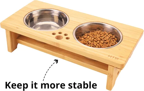 Vista 4 de HTB Cuencos elevados para perros, soporte elevado para perros con 2 cuencos de acero inoxidable, cuencos elevados para perros grandes, medianos