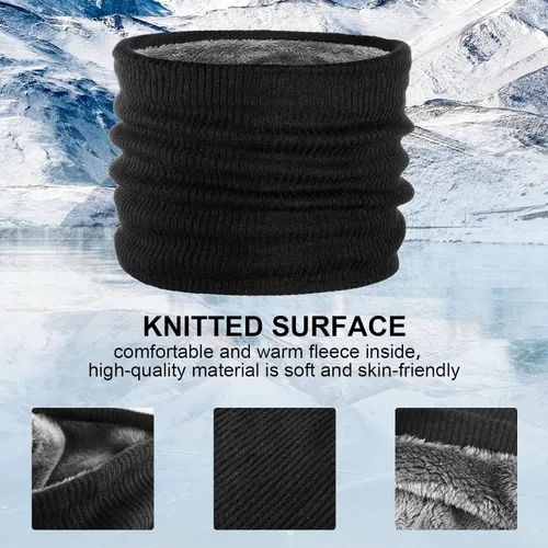 Vista 5 de 3 Pieces Trapper Hat Winter Hats Windproof Waterproof Fleece Neck Warmer Scarf Warm Winter Knit Touchscreen Gloves