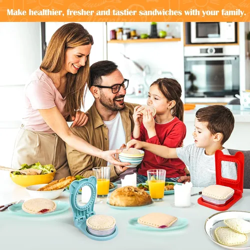 Vista 4 de Vodolo Máquina de sándwiches, 2 cortadores de sándwiches para el almuerzo de niños, juego de cortador y sellador de sándwiches de desayuno sin