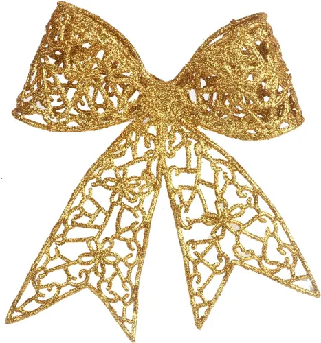 Vista 8 de YYCRAFT Flores de pascua con purpurina con purpurina, lazo de mariposa de 5 pulgadas para adornos de árbol de Navidad, decoraciones de Navidad