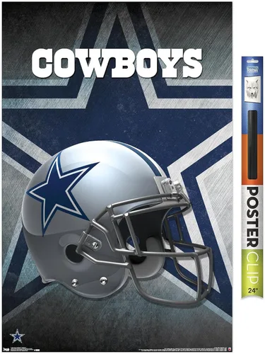 Vista 12 de Trends International NFL Dallas Cowboys - Póster de pared con casco 16, 14.725 x 22.375 pulgadas, versión enmarcada de madera de granero Versión
