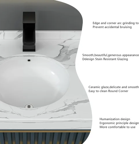 Vista 5 de Fregadero ovalado de cerámica para debajo de la encimera, de 19 x 16 pulgadas, lavabo ovalado de porcelana blanca con desbordamiento
