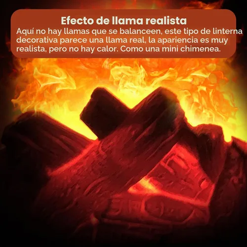 Vista 6 de Ragyzity Faroles LED portátiles sin llama, luz de chimenea con efecto de llama de registro de simulación LED, interruptor táctil, llama