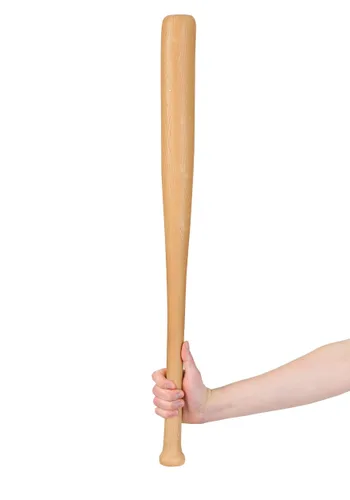 Vista 2 de Bate de Béisbol de Plástico con Apariencia de Madera para Adultos Multicolor