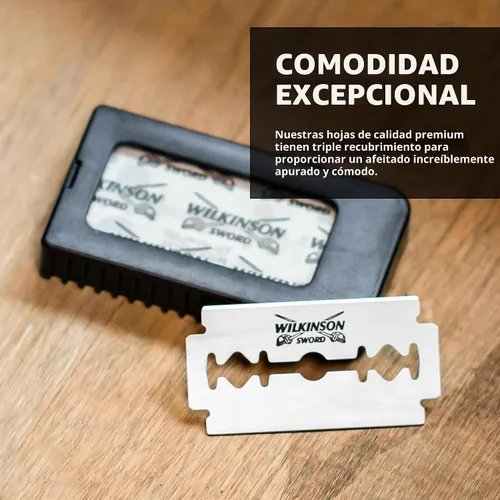 Vista 7 de Wilkinson Sword Maquinilla de afeitar de seguridad de doble filo, 1 mango Mango de metal largo de alta calidad, cuchillas de acero inoxidable
