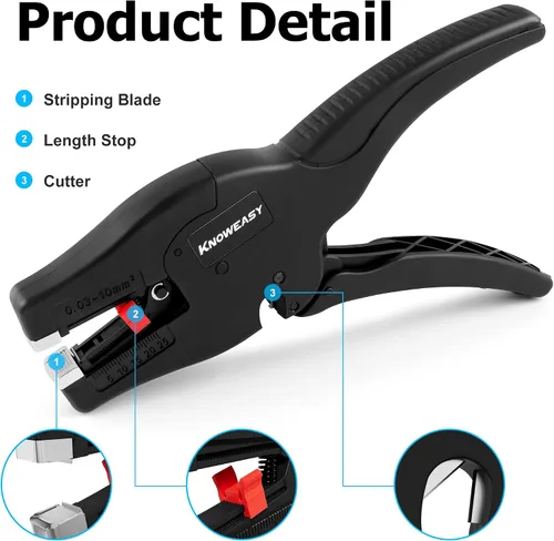Vista 2 de Knoweasy Pelacables y cortador automático, herramienta de pelado de cables resistente 2 en 1 y herramienta pelacables