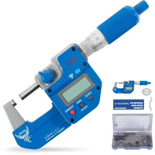 Vista 13 de PEC Tools Micrómetro exterior de 0-1", herramienta de medición de precisión de grado industrial, acero endurecido, micrómetro de alta precisión