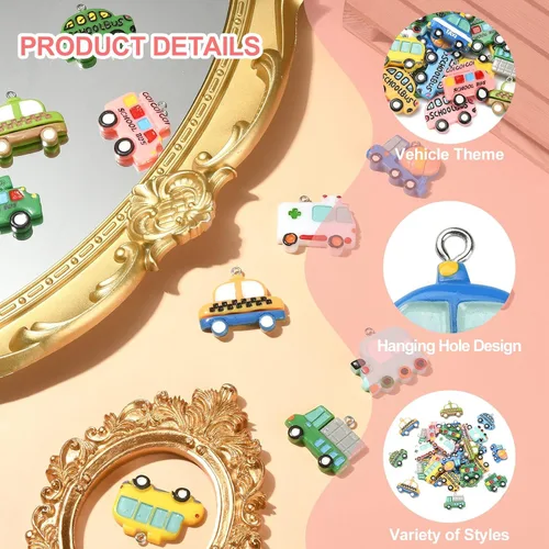 Vista 3 de DanLingJewelry Dijes de espalda plana con temática variada, encantos para hacer joyas, No es una piedra preciosa