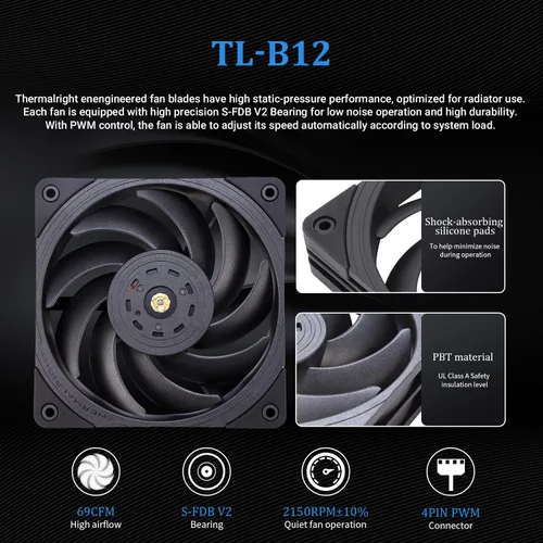 Vista 5 de Thermalright Frozen Edge 360 - Enfriador de agua negro para CPU con ventiladores PWM, la velocidad de la bomba es de 2800 RPM, rodamiento S-FDB