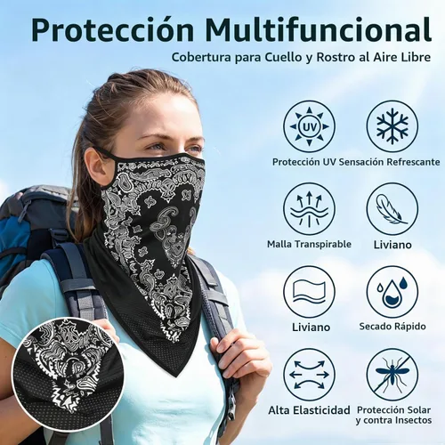 Vista 6 de Pasamontañas para esquí, forro para braga de cuello de casco de motocicleta, media máscara de secado rápido 01 Paisley-negro