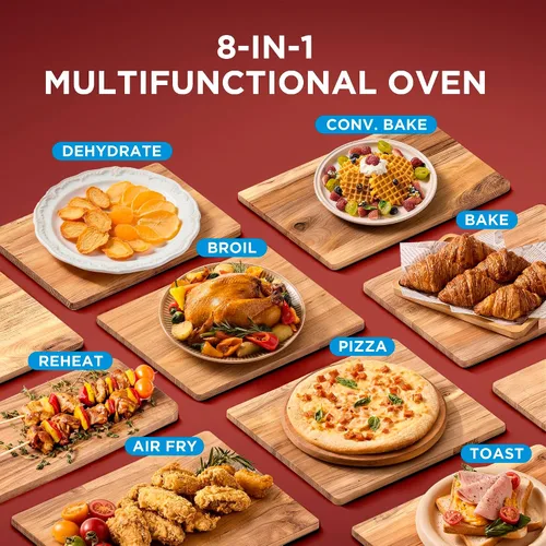 Vista 5 de Midea Flexify Slim 8 en 1 - Tostadora para puerta francesa, horno y freidora combinada, 26.4 cuartos de galón