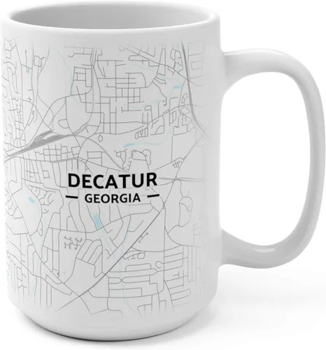Vista 4 de Decatur, Georgia GA Map Mug (11 oz)
