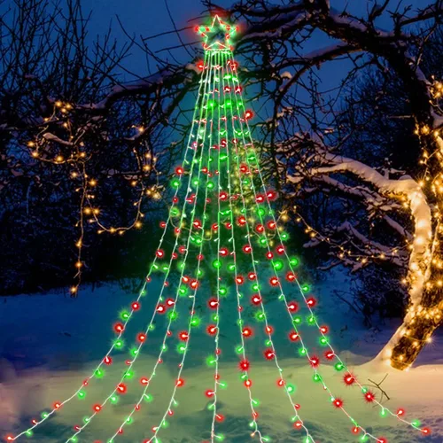 Vista 13 de Cadena de Luces de Navidad que Cambian de Color, 335 LED RGB con Control Remoto y Temporizador, Luces de Árbol de Navidad Impermeables