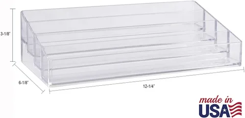 Vista 5 de STORi Organizador de tocador de plástico transparente de varios niveles Soporte rectangular de 4 niveles para maquillaje, paletas de sombras