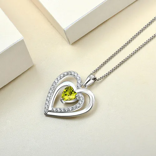 Vista 5 de YL Collar de corazón para mujer de plata de ley 925 amor doble corazón colgante joyas