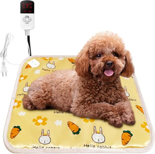 Vista 7 de La La Pet Almohadilla térmica para mascotas, 9 temperaturas ajustables, 110 V, cama climatizada con interruptor y tubo de protección de línea Verde