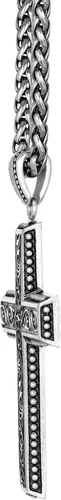 Vista 3 de Metro Jewelry Collar con colgante de cruz antigua para hombre en acero inoxidable, cadena de trigo de 24 pulgadas, 0.118in de ancho, Metal, No es