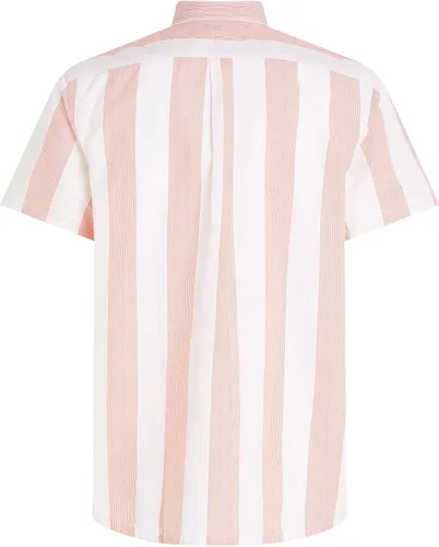 Vista 2 de Tommy Hilfiger Camisa de mezcla de lino de manga corta para hombre, ajuste regular