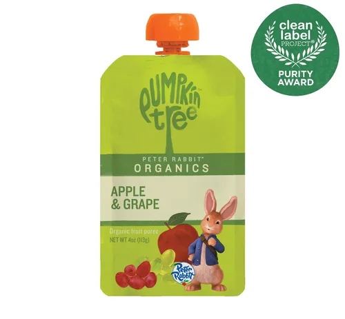 Vista 8 de Pumpkin Tree Peter Rabbit Organics, aperitivo de fruta 100% puro orgánico de manzana y uva, 4 onzas (Paquete de 10)