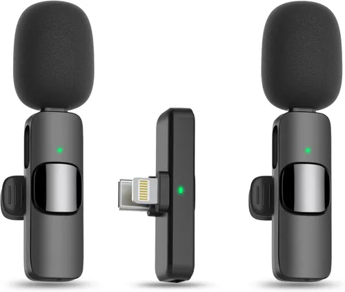 Vista 10 de MAYBESTA Micrófono Lavalier inalámbrico para iPhone y teléfono Android, micrófono de solapa Bluetooth para grabación de video con estuche de carga